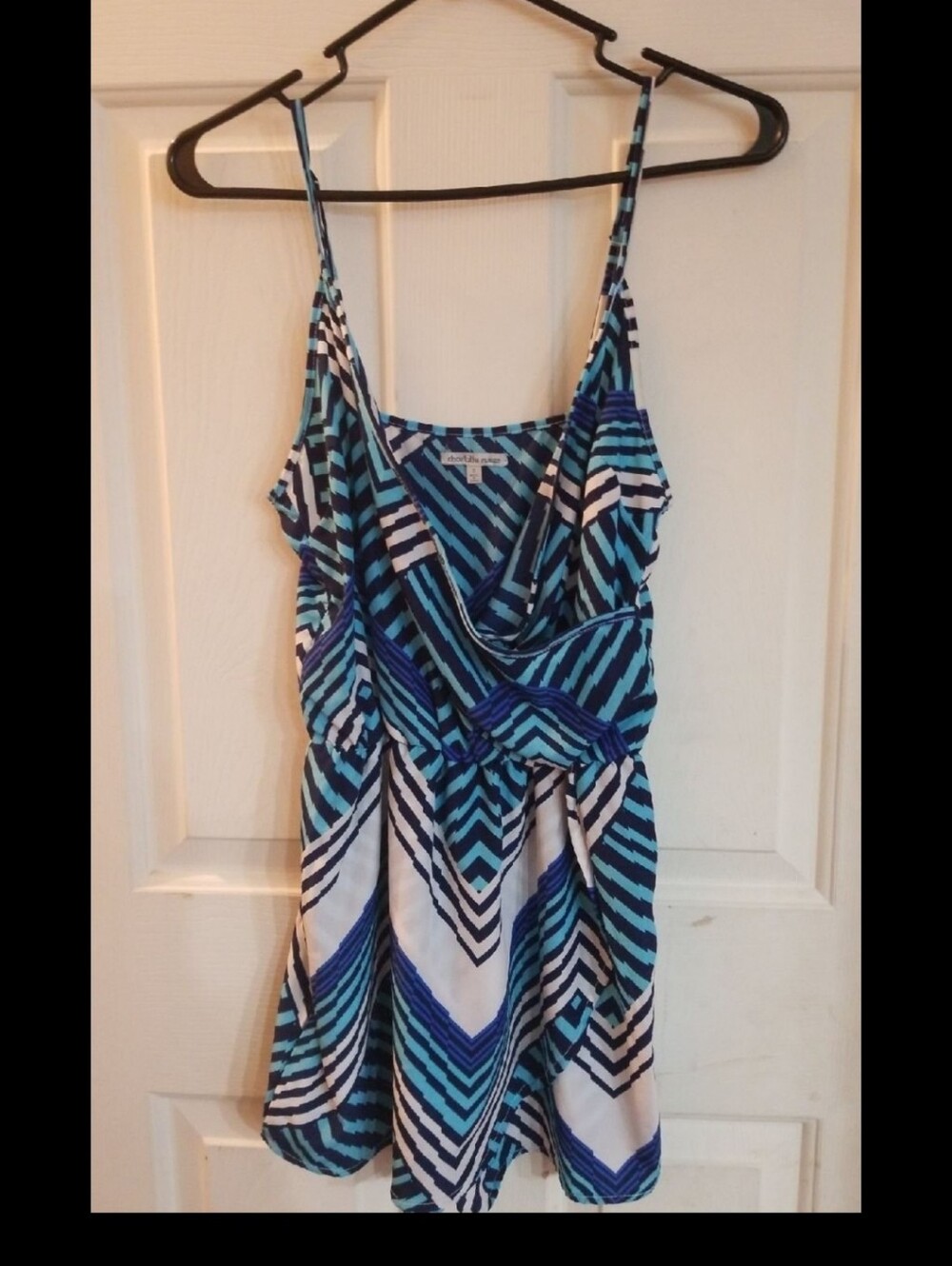 Charlotte Russe Geometric Chevron Cross-Front Cami Romper size small